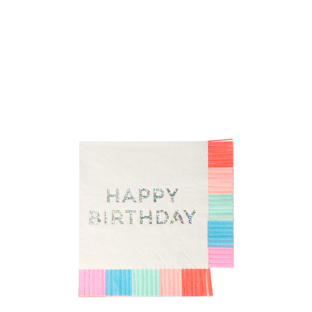 Servietten Happy Birthday bunte Fransen