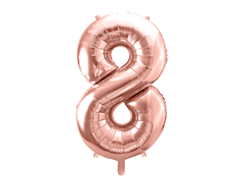 Folienzahl 8 rosegold 34 in / 86cm mit Helium und Gewicht