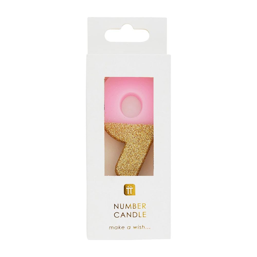 Zahlenkerzen rosa gold 9