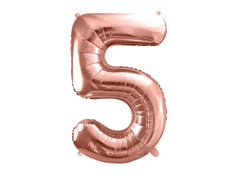 Folienzahl 5 rosegold 34 in / 86cm mit Helium und Gewicht