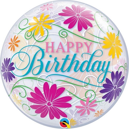 Single Bubble Birthday Flowers & Filigree