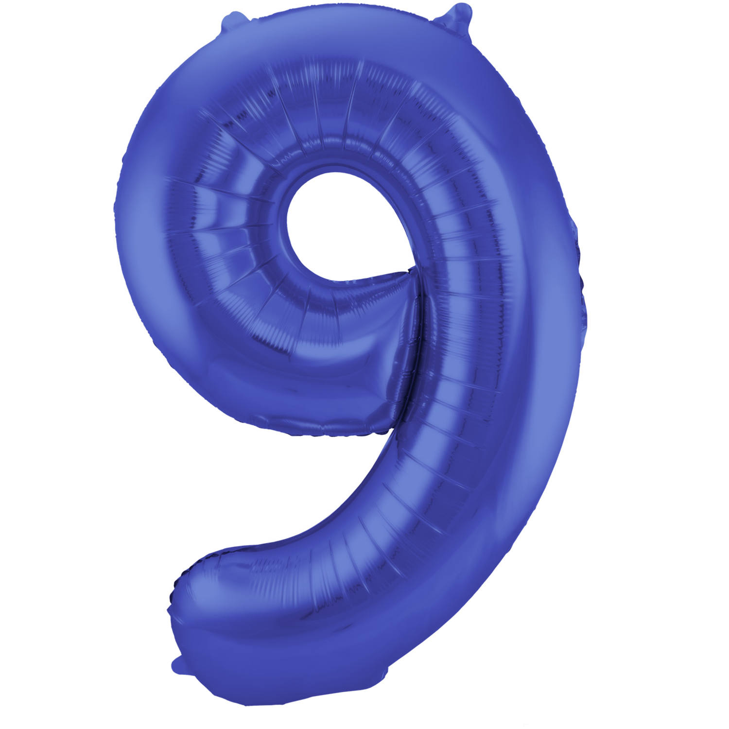 Folienzahl 9 blau metallic matt 34 in / 86cm mit Helium und Gewicht