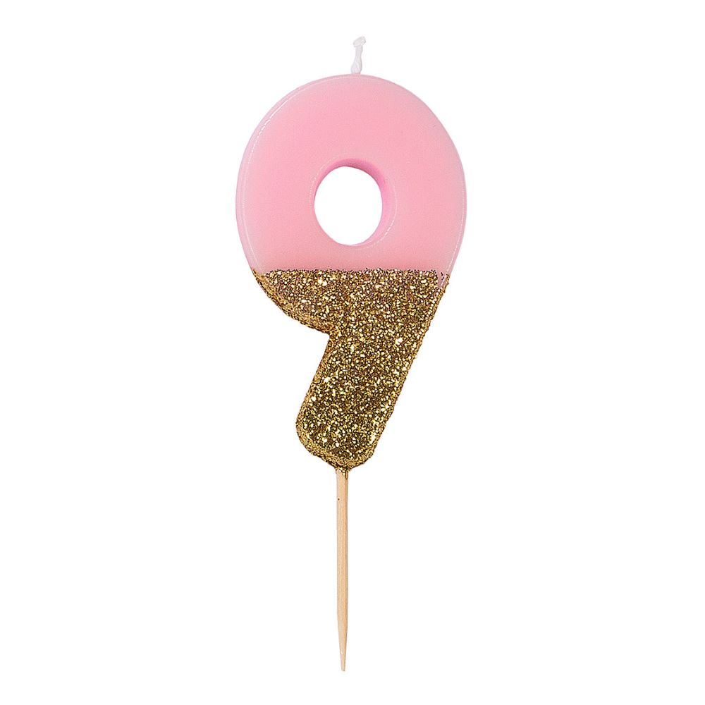 Zahlenkerzen rosa gold 9